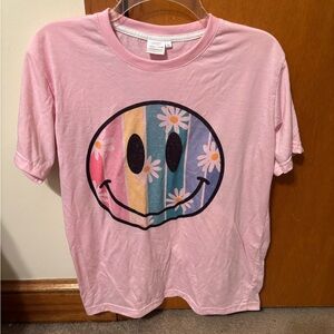 Pink Smiley Face Short Sleeve Tee
